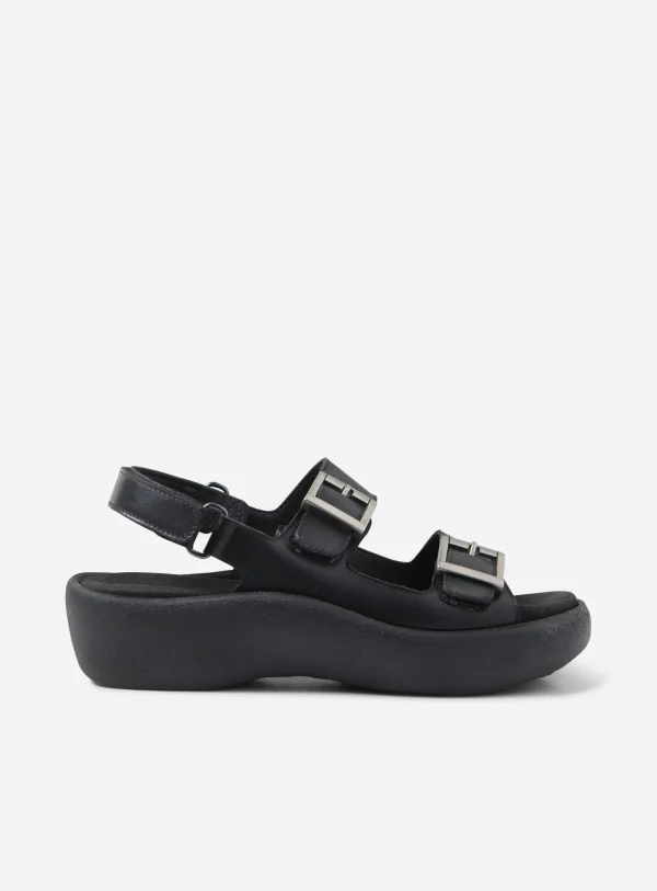 Wolky Fortune - black leather Sandals for women