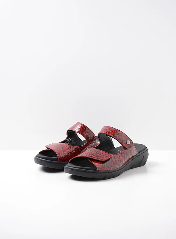 Wolky Cyprus - red crocolook leather Sandals for women