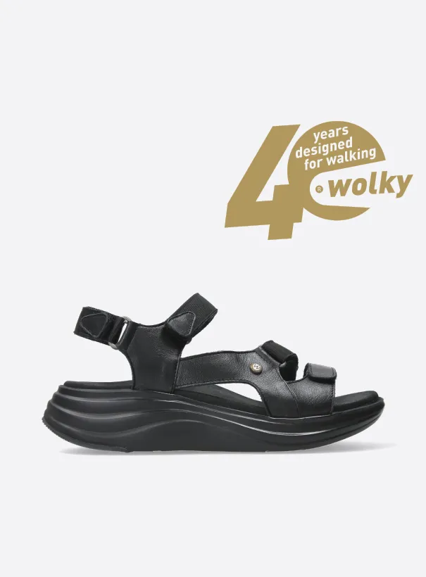 Wolky Cirro - black leather Sandals for women