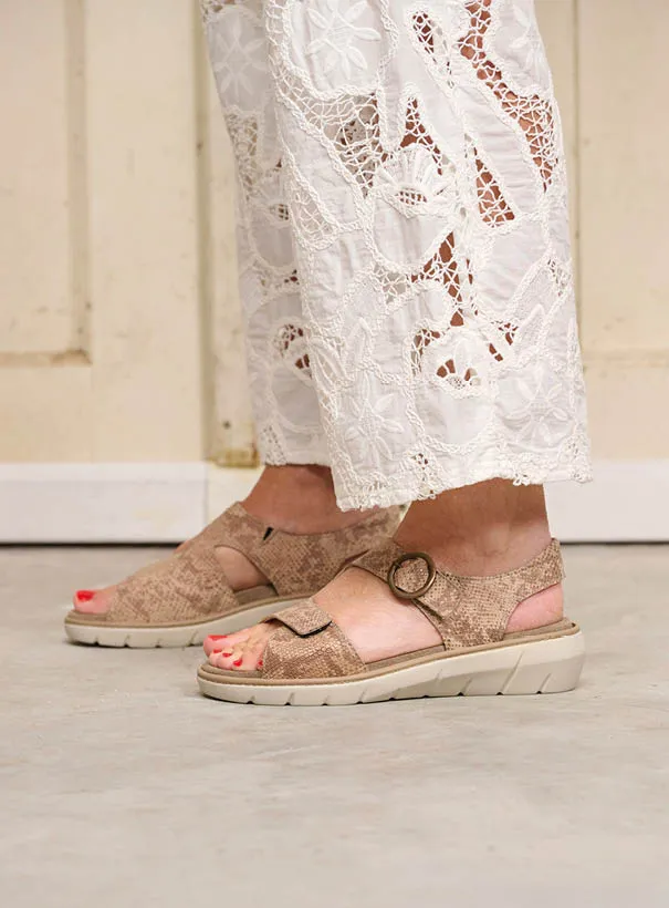 Wolky Leros - beige leather Sandals for women