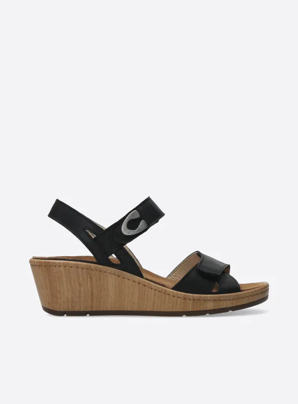 Wolky Sanibel - black leather Sandals for women