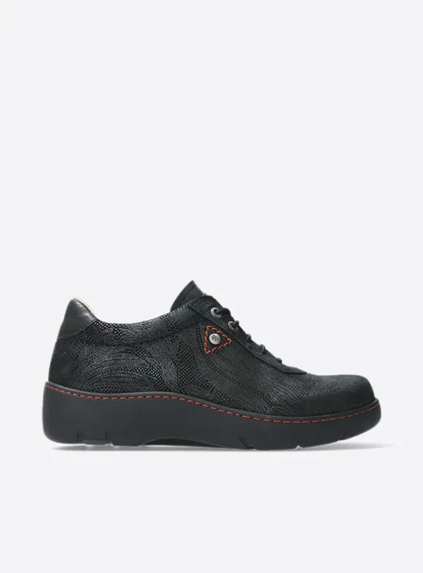 Wolky Fantasy - black metal suede Ankle support shoes for women