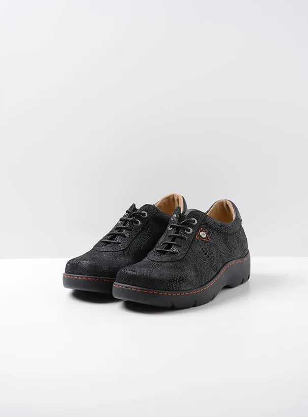 Wolky Fantasy - black metal suede Ankle support shoes for women