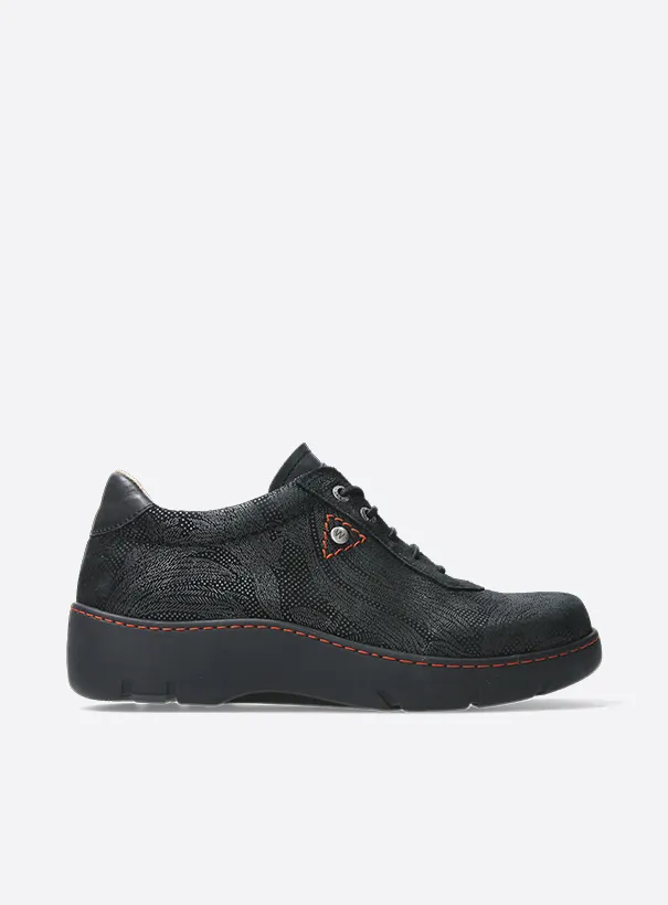 Wolky Fantasy - black metal suede Ankle support shoes for women