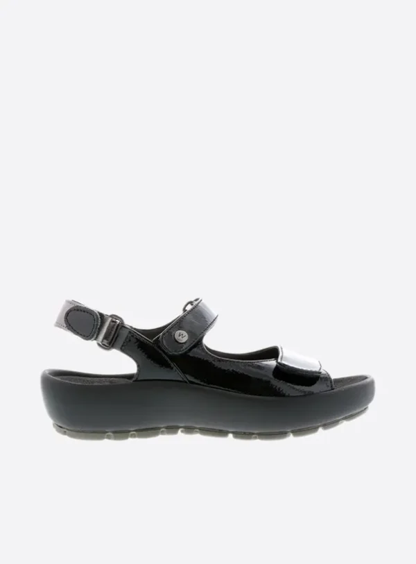 Wolky Rio - black patent leather Sandals for women