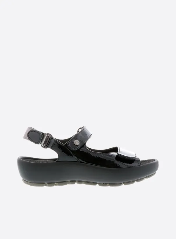 Wolky Rio - black patent leather Sandals for women
