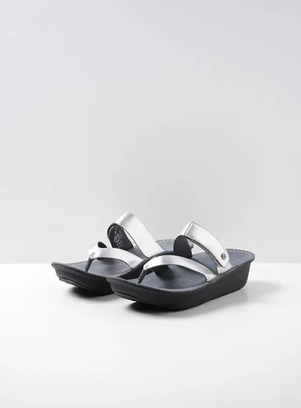 Wolky Tahiti - silver metallic vegan biocare Sandals for women