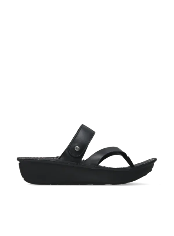 Wolky Tahiti - black leather Sandals for women