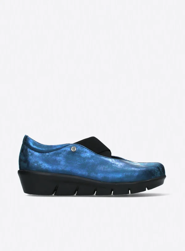 Wolky Cursa - blue metallic nubuck Loafers for women