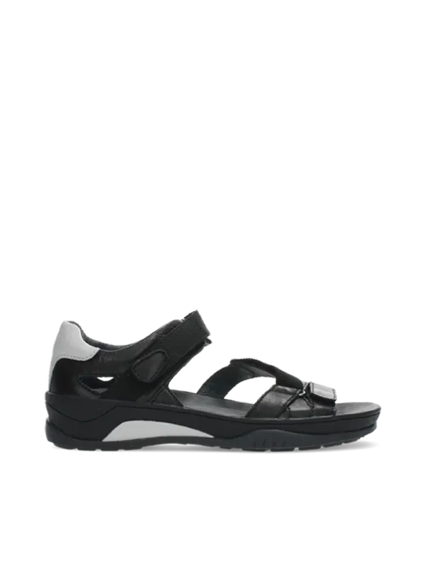Wolky Ripple - black leather Sandals for women