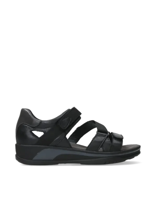 Wolky Desh - black leather Sandals for women