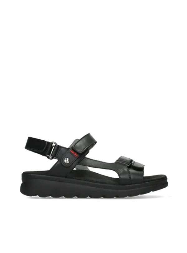 Wolky Mile - black leather Sandals for women
