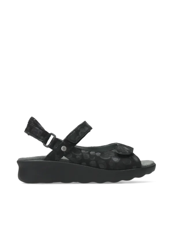 Wolky Pichu - black circles leather Sandals for women