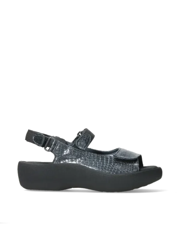 Wolky Jewel - anthracite crocolook patent leather Sandals for women