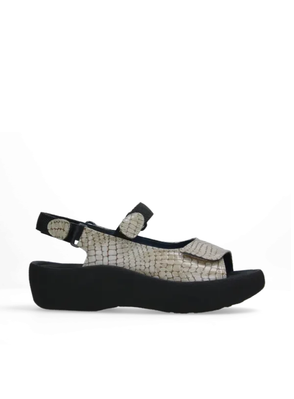 Wolky Jewel - beige crocolook patent leather Sandals for women
