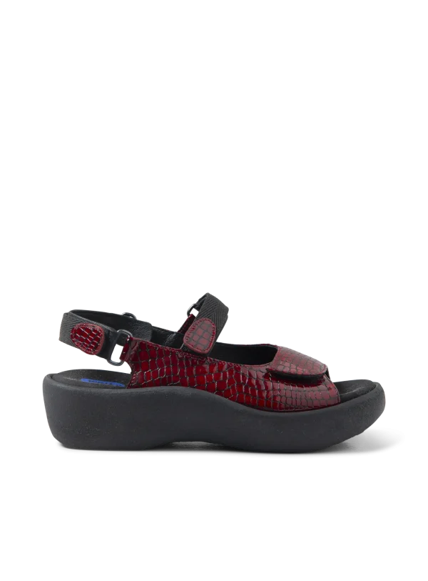 Wolky Jewel - red crocolook patent leather Sandals for women