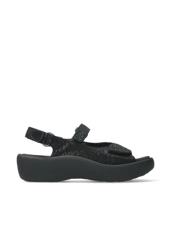 Wolky Jewel - black canals leather Sandals for women