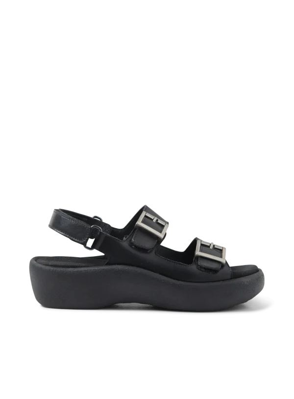 Wolky Fortune - black leather Sandals for women