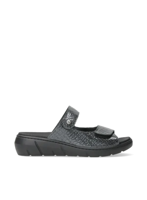 Wolky Cyprus - anthracite crocolook leather Sandals for women