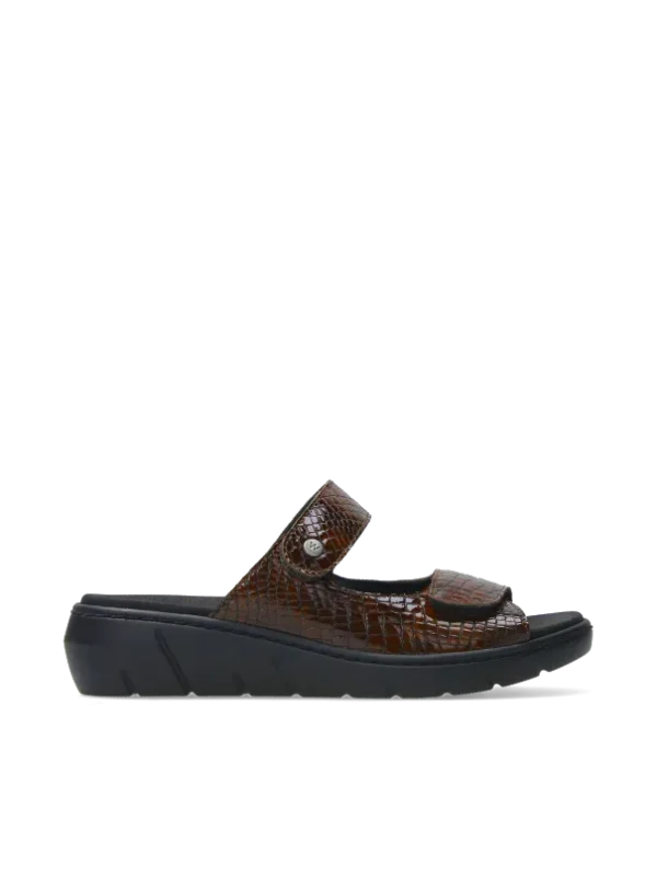 Wolky Cyprus - cognac crocolook leather Sandals for women