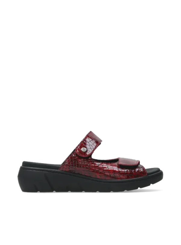 Wolky Cyprus - red crocolook leather Sandals for women