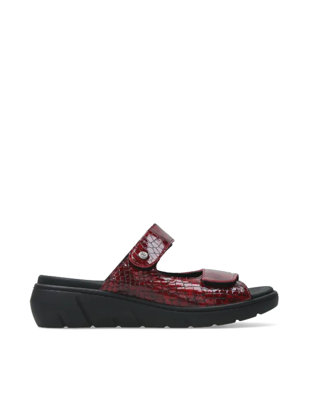 Wolky Sandals 0410267500 67500 red crocolook leather