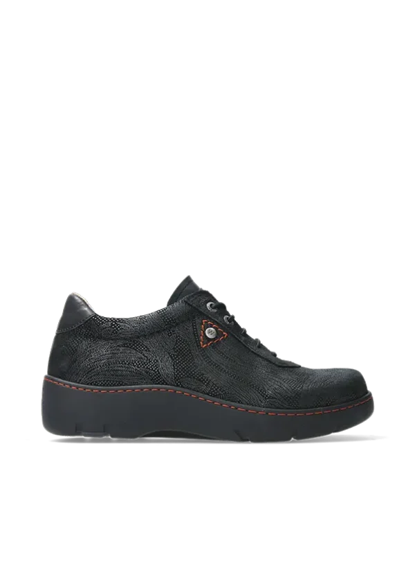 Wolky Fantasy - black metal suede Ankle support shoes for women