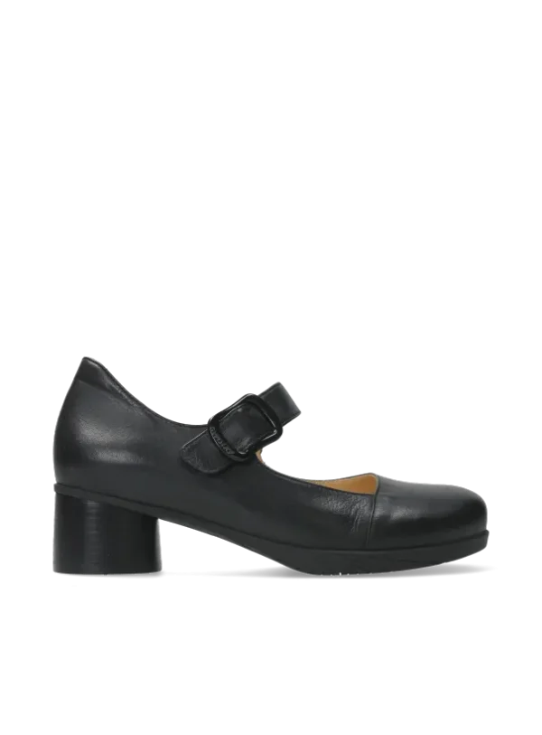 Wolky Selma - black leather Mary Jane shoes for women