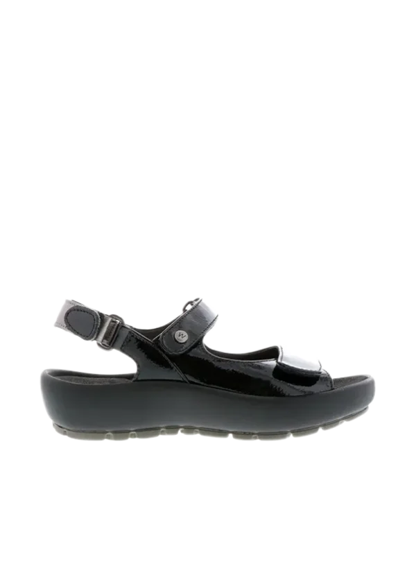 Wolky Rio - black patent leather Sandals for women